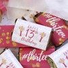 Girls 13th Birthday Party Mini Candy Bar Wrappers, Pink and