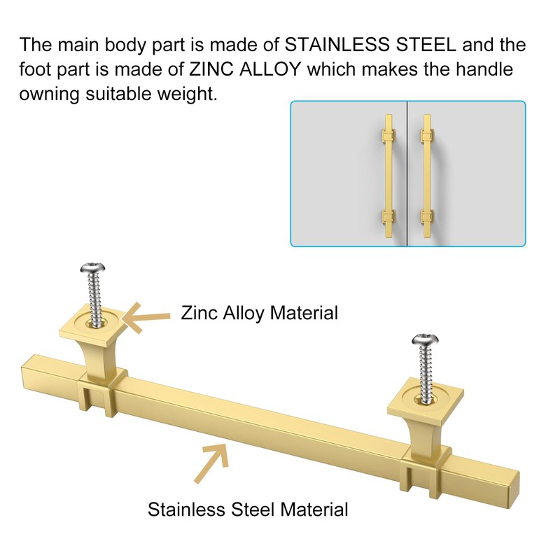 9BUILD 10 Pack 7 Inch Cabinet Pulls Brushed Gold Kitchen