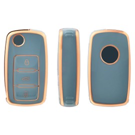 OFFCURVE Car Key Case, Key Cover, Key Protection Key Shell 3 Buttons Compatible with VW Volkswagen Polo Golf 4/5/6 Multivan T5 Caddy Jetta Bora Superb Passat Skoda Fabia Seat Ibiza