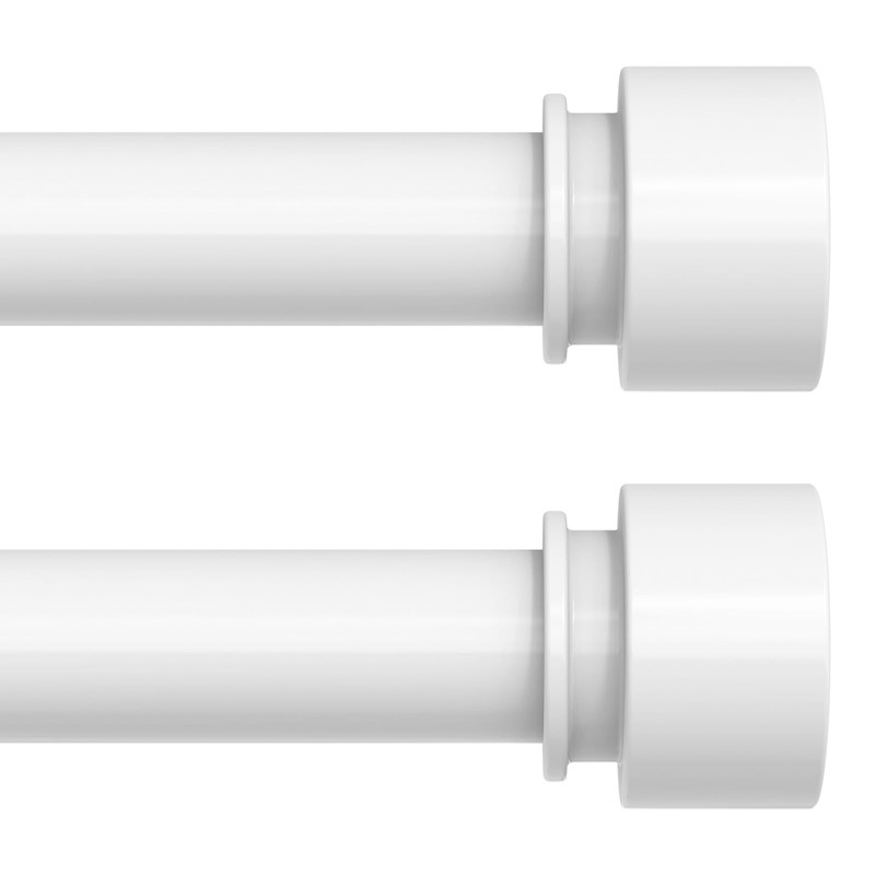 VOIIY 2 Pack Curtain Rod 30-60 Inch, White 1 Inch