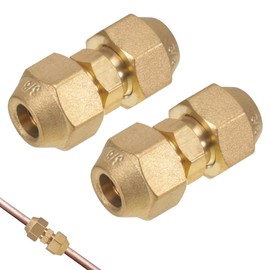 WUISOLQP 2 Pieces 3/8 Inch Air Conditioning Copper Pipe Extension, 9.52 mm Double Nipple for Copper Pipes Air Conditioning Split Connection Nipple Air Conditioning Accessories and Warm