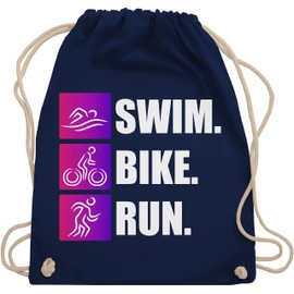 Shirtracer - Gym Bag Backpack - Swim. Bike. Run., 4 Navy Blue