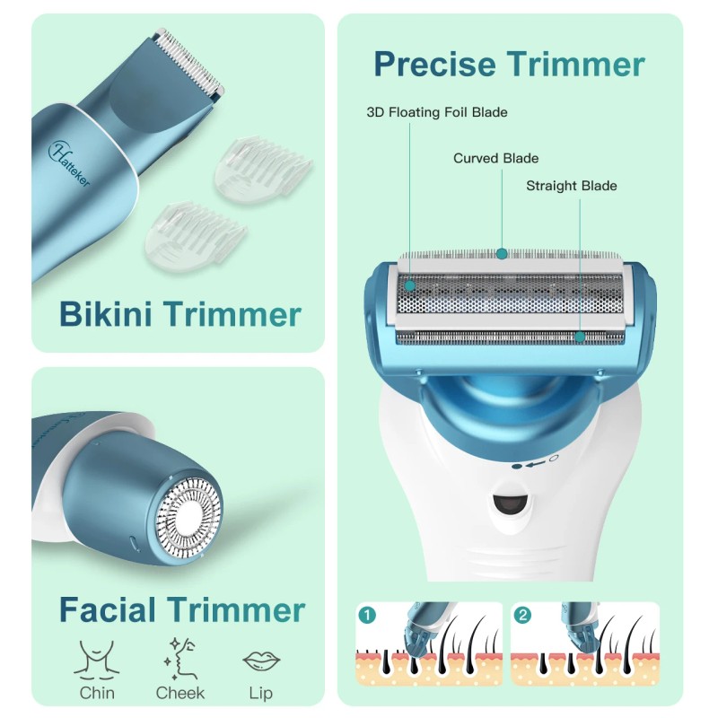 Hatteker Women's Electric Shaver Bikini Trimmer Hair Trimmer for Women