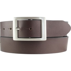 BELTINGER High Quality Extra Length Belt Made of Full Cowhide Leather with Double Buckle 4 cm | 120-180 cm Leather Belt for Men 40 mm | Men's Belt in Plus Sizes, Brown, silver