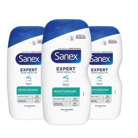 Sanex Expert Skin Health Moisturising Shower Gel 415ml | Prebiotic Complex | 12H Hydration | For All Skin Types | Dermatologically Tested | 0% Sulphates