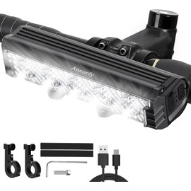 Super Bright Bicycle Lights,2800 Lumens 6400 mAh, 5 LEDs,5 Lighting Modes, IPX5 Waterproof, Type-C Rechargeable Bicycle Headlight,Perfect for Adult Kid Mountain Road Commuter Cycling Night Riding