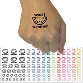 Sweet Summer Watermelon Temporary Tattoo Water Resistant Fake Body Art Set Collection - Brown (One Sheet)