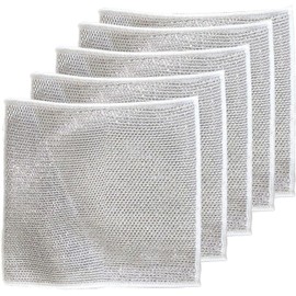 5Pcs Grey Non-Scratch Scrubbing Wire Dishwashing Rags, Double Stainless Steel Scrubber, Steel Wire Dish Towel, Microfiber Dish Cloths, Resuable Dishwashing Rags for Wet and Dry Cleaning Tools