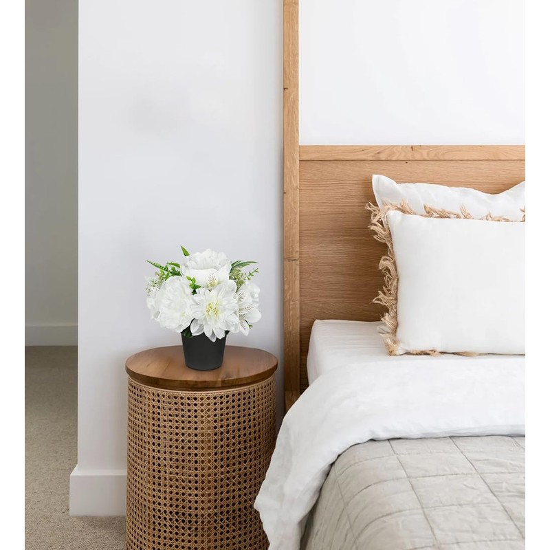 GnFlus White Artificial Flowers Small Fake Flowers in Vase Peonies