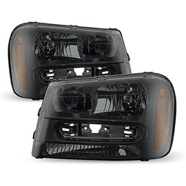 ACANII - For 2002-2009 Chevy Trailblazer w/Full Width Grille [Exclusive Dark Smoke] Headlights Headlamps Pair Left+Right