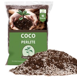 Coco Coir Perlite Mix - Retain Moisture, Improve Drainage & Aeration - Coco Peat Perlite Potting Mix, Loose Organic Potting Soil for Indoor Plants, 10 Quarts