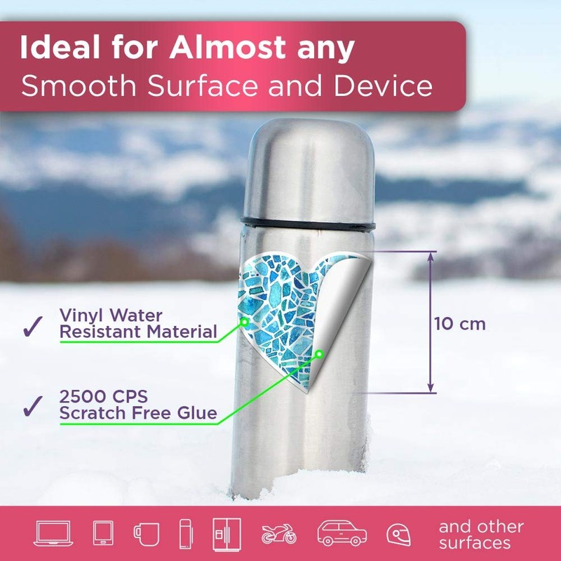 Vinyl Heart Stickers (Set of 4) - Binary Code Concept