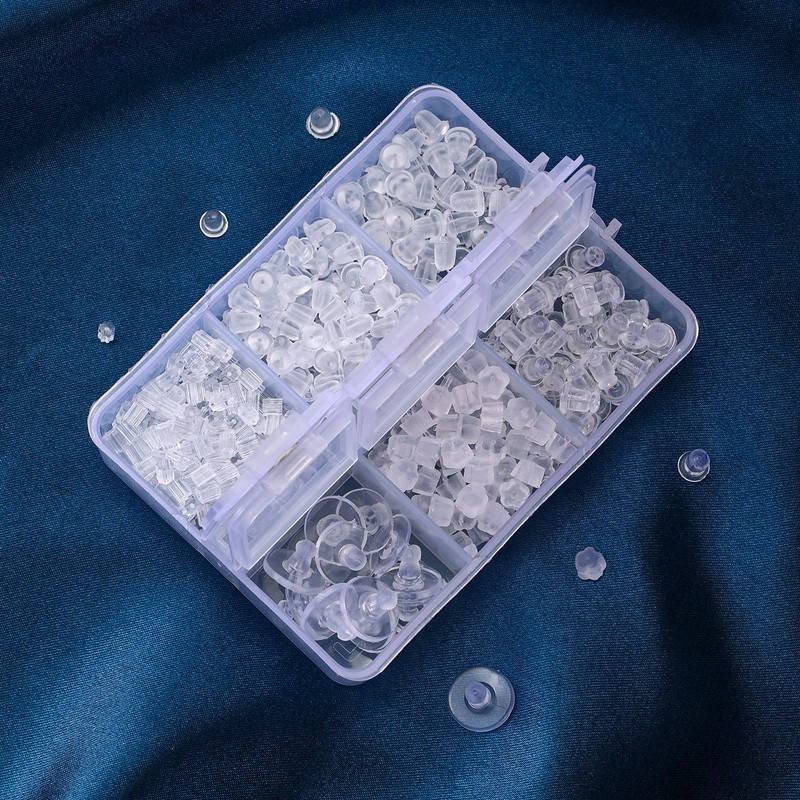 Nkwuire 6 Styles Silicone Earring Backs for Studs, 600 Pcs