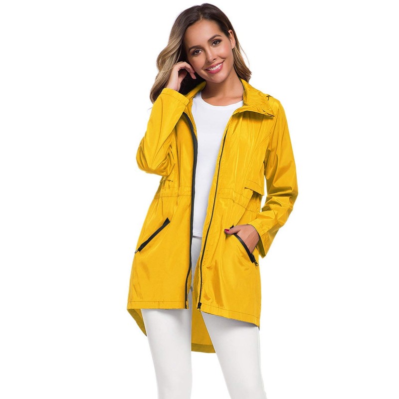 Avoogue Womens Lightweight Waterproof Rain Jacket Raincoat Trench Coat Anorak