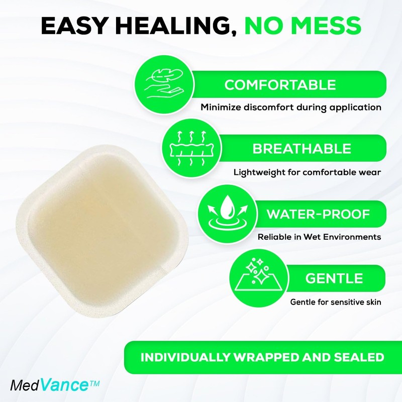 MedVance Hydrocolloid – Bordered Hydrocolloid Adhesive Dressing, 2"x2" Box of