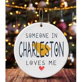 Family Christmas Ornament Charleston SC South Carolina Someone in Loves Me Houswarming Keepsake Souvenirs Bulk Long Distance Ornament 2024