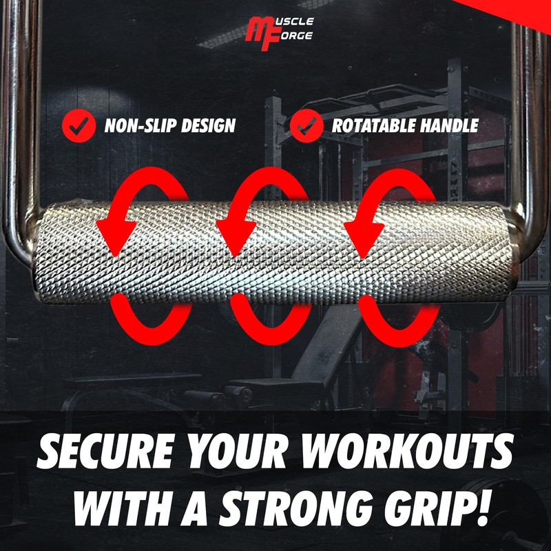 MuscleForge® Single-Handle Attachment for Lat Pull, Cable Pull, Non-Slip D-Handle