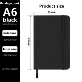 A6 Notebooks, Pocket Notebook Note Pads Small Notebooks Hardback Notebook A6 Notepad Journal 160 Pages (80 Sheets)-Black