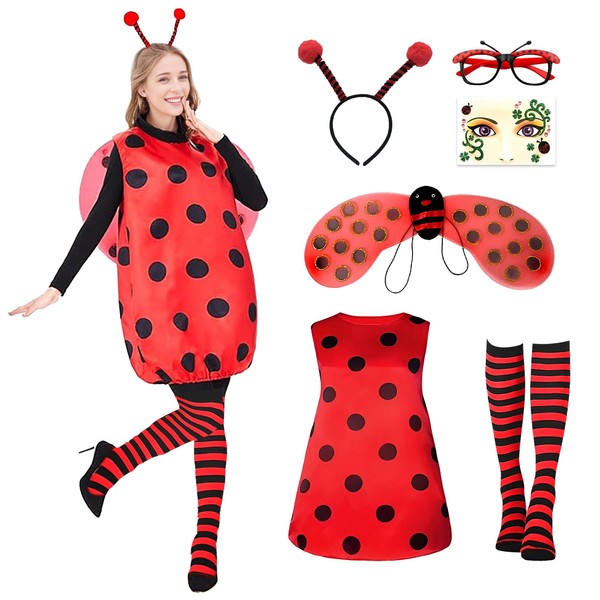 SERTAS Ladybird Costume Women, Ladybird Fancy Dress Costumes Women with