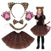 IWTBNOA Cat Costume Girls, 5 Pieces Leopard Costume Children, Cat