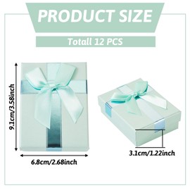 Cheriswelry 12Pcs Gift Boxes for Wrapping 3.58"x2.68" Rectangle Jewelry Cardboard Case Necklace Ring Earring Box for Christmas Wedding Valentines Engagement (Light Cyan)