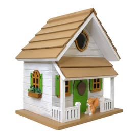 8.75" X 6" 7.5" Squirrel Cottage Birdhouse White 7.5"x8.75"x6" Deck Mount Wood Handmade