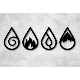 Manschin-Laserdesign The Four Elements Wooden Wall Decoration Black Wall Art - Made in Germany - (XL - Drops, Black)