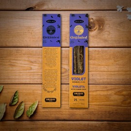 Aromasenses - Räucherstäbchen Jasmin, 100% natürlich Ullas, handgefertigt, 12 Schachteln à 25 Gramm + Geschenk Aromasenses Räuchergefäß (Jasmin) (Violet)