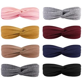DRESHOW Pack of 8 Women's Headbands, Headbands, Hair Bands, Turban, Elastic Head Wrap, Cute Hair Accessories for Girls