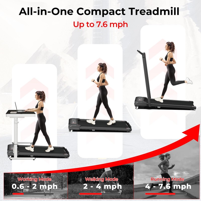SubSun 2 in 1 Folding Treadmill, Walking Pad with Handle