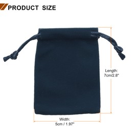 sourcing map 20pcs Velvet Gift Bags 2" x 2.8" Drawstring Jewelry Pouches Reusable Gift Packaging Storage Bags with Drawstring for Jewelry Bracelet Headphone Bead Gift Candy, Navy Blue