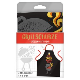 GRUSS & CO Kitchen Apron with "Grillen, Chillen" Motif, Cotton, 60 cm x 45 cm, Coloured Motif Print, Gift, Kitchen, Cooking, Barbecue, 47102