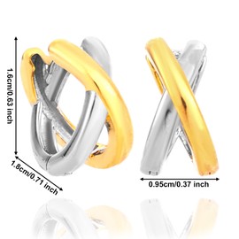 2pcs Gold & Silver Hoop Earrings, Two Tone Earrings Lightweight Mixed Metal Jewelry for Women Birthday Anniversary Fashionable Gift