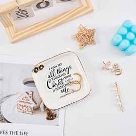 COZITED Christian Gifts for Women Faith Jewelry Dish - I Can Do All Things Through Christ Who Strengthens Me, Inspirational Religious Gifts for Women Birthday Christmas Mothers Day Catholic Gifts
