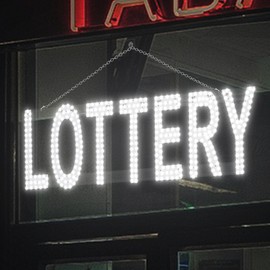 LED LOTTERY Sign for Business,30"x10" LOTTO Grocery Shop Store Sign with Remote Control & Hanging Installation Bright Led for Window Wall Door