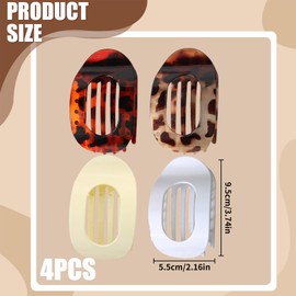 4pcs Flat Hair Claw Clips Women,Lay Flat Hair Clip Claw Clips For Thick Hair French Small Hair Pins Accessories U Shaped Solid Colour Tortoiseshell Hairpin BarrettesBuns Claws Set,For Fine Curly (B)