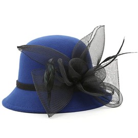 CynKen Women's Kentucky Derby Racing Horse Organza Hat Bucket Hat Bowler Church Wedding Dress Party Occasion Cap Blue