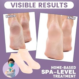 Calcetines Hidratantes, Calcetines Hidratantes de Silicona Calcetines de Gel Calcetines Suaves de Silicona para Piel Seca Agrietada del Pie Cuidado de