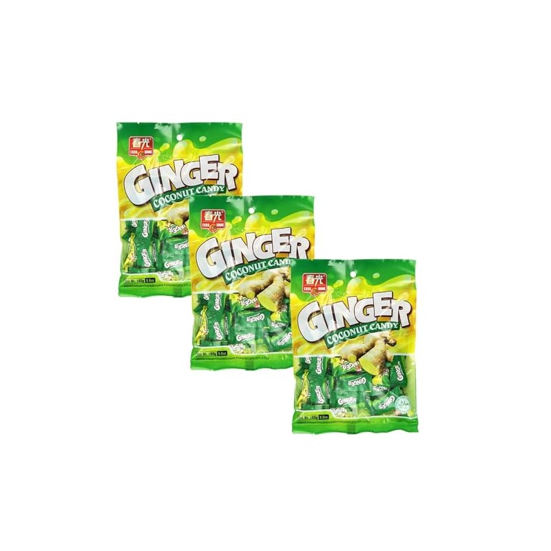 Chun Guang Ginger Coconut Candy (Ginger Coconut 5.6oz, 3 pack)