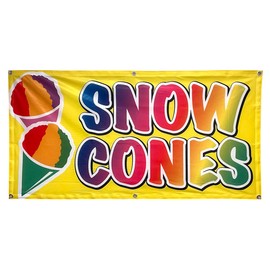 4 Less Co 2x4 Feet SNOW CONES Banner Sign bgb Polyester Fabric - yb