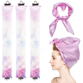 obeoby 3 Pack No Heat Curling Rod with 1 Scarf, Velvet Hair Curlers to Sleep in Overnight Curls with Hook Blowout Rods Headband with Silk Scarf Curl Styling Kit for Long Medium Hair