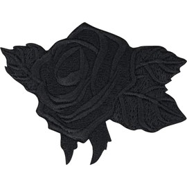 Black Rose Patch, Black Rose Patch, Embroidered, Roses, Iron-On / Applique, Heavy Metal Gothic Iron-On Patch for Sewing/Iron, Black Rose Decoration, 85 x 60 mm