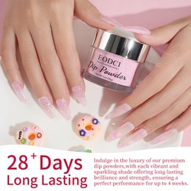 EODCI Dip Powder Glitter Purple Color, 1 Oz/28g Dipping Powder French Nail Art Starter Manicure Salon DIY at Home Glitter Odor-Free and Long-Lasting, No Need Nail Lamp Curing