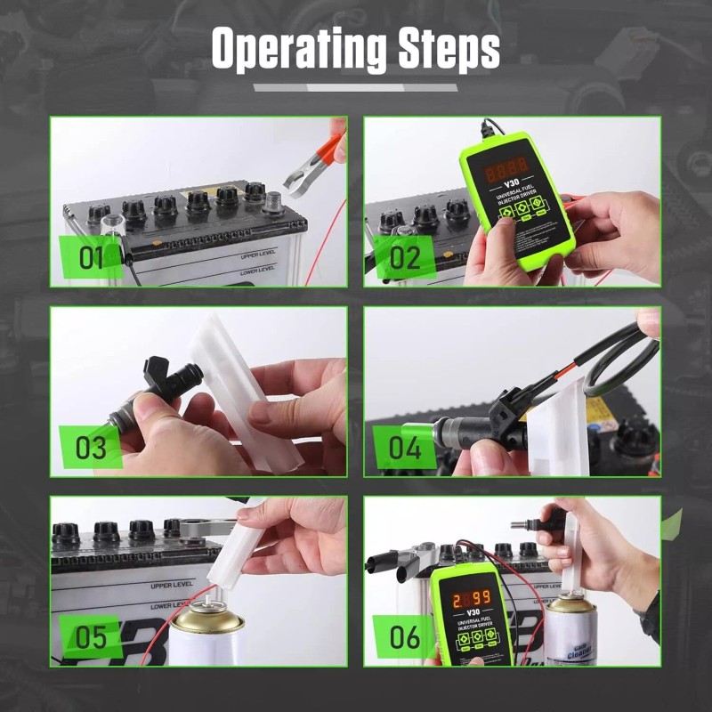 MRCARTOOL 12V Car Fuel Injector Tester Fuel Injector Driver&Cleaner Tool
