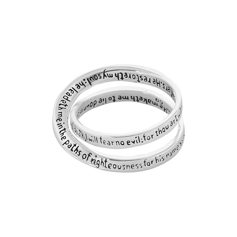 Dicksons Psalm 23 Silver Plated Women's Double Mobius Ring Size