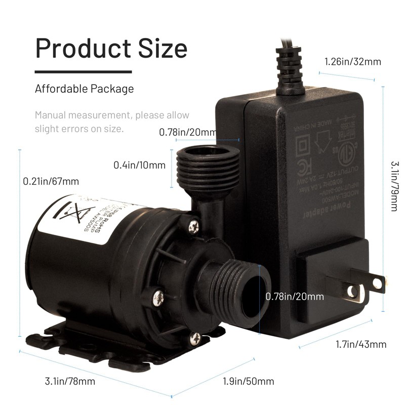 14A DC 12V Solar Water Pump - 3.43GPM, 19.6ft Lift,