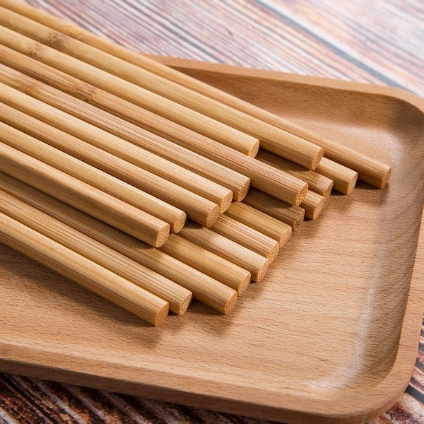 A1SONIC® Reusable Chopsticks Chinese Natural Bamboo Long Lightweight Wood Eating Cooking-10 Pairs Gift Sets Dishwasher, 9.8Inch /25cm