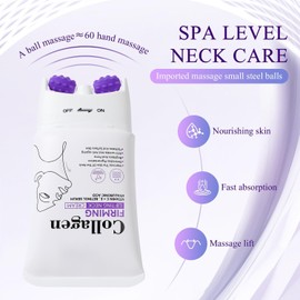 Crema para Cuello Reafirmante, Collagen Firming Cream,con Masaje de Rodillos, Hidratante para Cuello, Crema para Reafirmar el Cuello,Reduce las Arrugas,Reafirmante Cuello y Papada