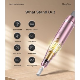 MelodySusie Professional Rechargeable Nail Drill 30000 RPM, Electric Nail File for Shaping, Removing & Polishing Gel Nails, Lightweight & Easy to Use, Ideal for Home & Salon Manicure Pedicure, SC300F