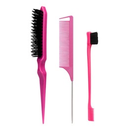 3Pieces Hair Comb Set Teasing Hair Brush Rat Tail Comb Brush For Back Brushing Combing Slicking Hair